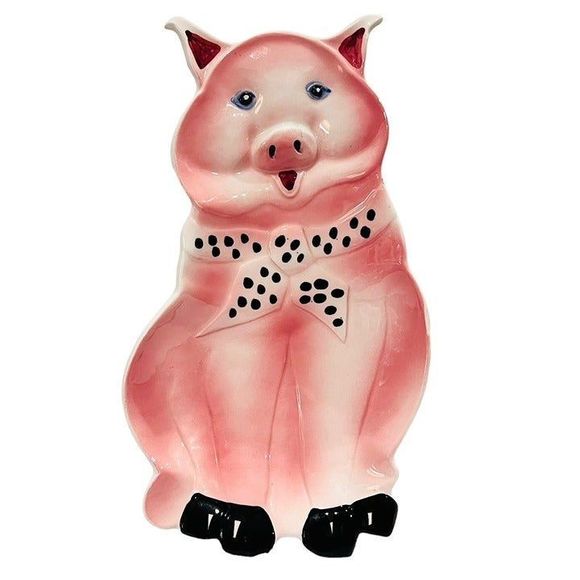 Unique Vintage Accents Vintage Ceramic Pig Spoon Rest Pink Trinket